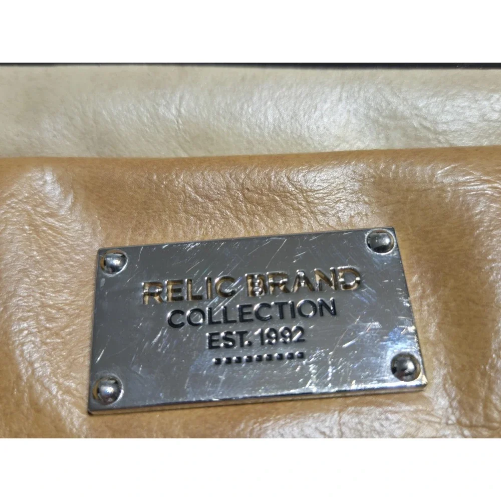 Relic Brand Collection ColorBlock Crossbody Bag Purse Faux Leather Navy/Tan Smal
